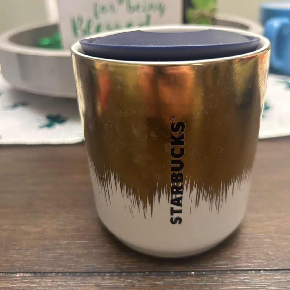 Starbucks Gold and White Tumbler